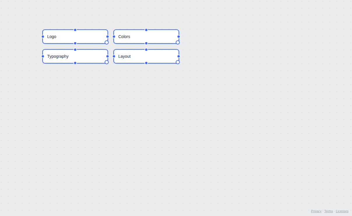 The four notes arranged in a grid with equal spacing