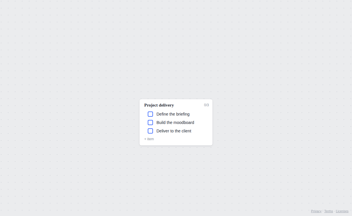 The Project delivery list with three items