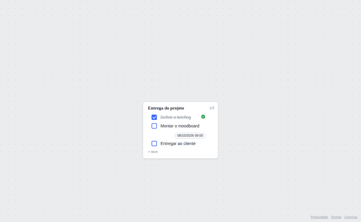 Segundo item da lista com o prazo de amanhã às 9h exibido