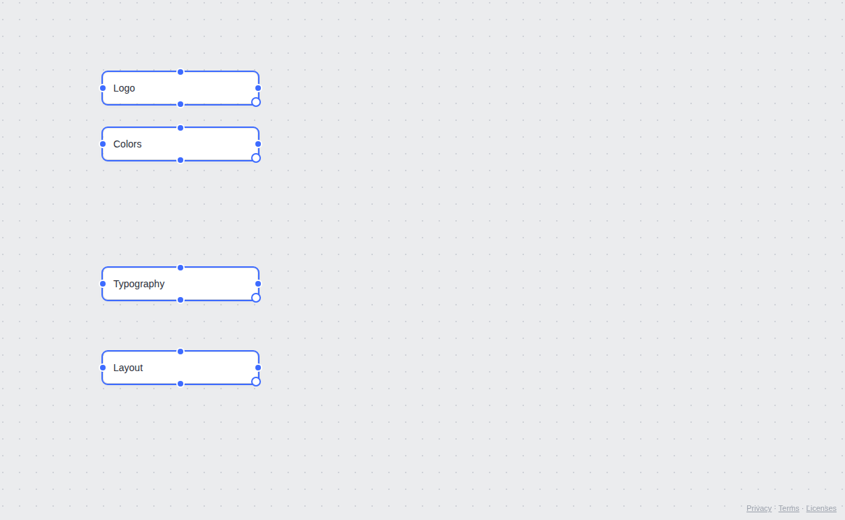 The four notes aligned by their left edge